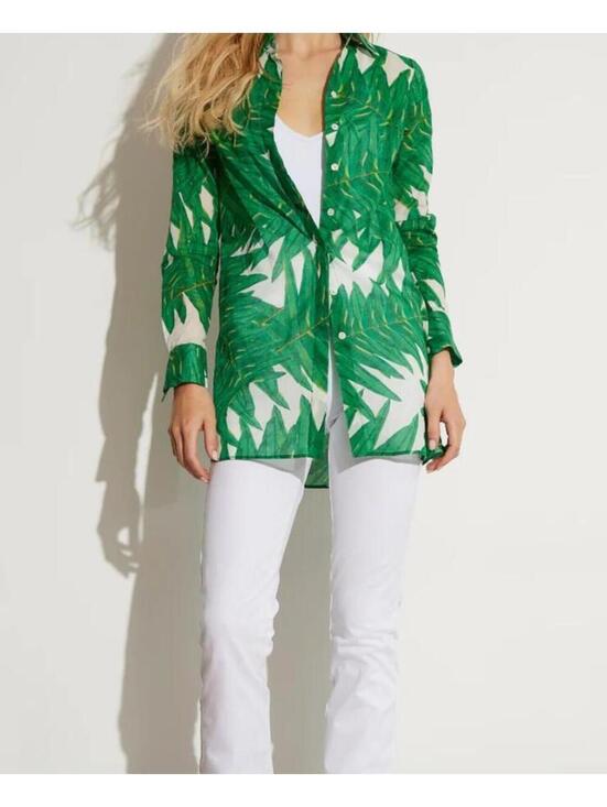 Tops - Ala von Auersperg Queen Palm 100% Cotton Button Up Blouse Luxury Size Small